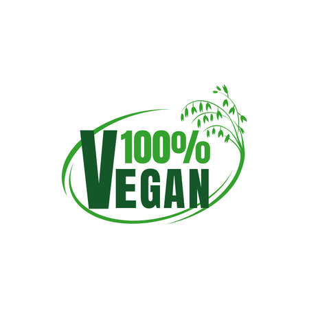 100% percent vegan logo a vegetarian vector icon green elementのイラスト素材