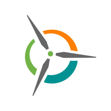 abstract water wind spinning turbine logo design vector illustrationsのイラスト素材