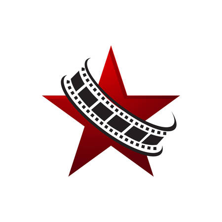 cinematic roll films and star logo vector icon concept illustration design elementのイラスト素材