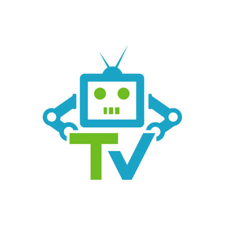 creative TV robot logo design vector creative illustration conceptのイラスト素材
