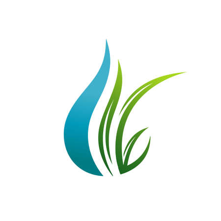 simple green water and leaf logo design vector elementsのイラスト素材