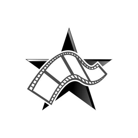 cinematic roll films and star logo vector icon concept illustration design elementのイラスト素材