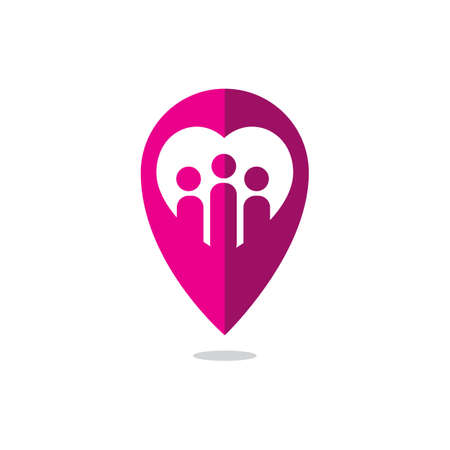 Love Chat Online Dating Logo design vector template. heart and people searching soulmate illustration.のイラスト素材