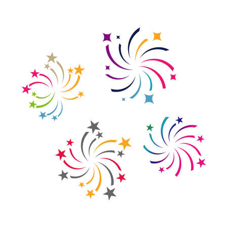 firework logo vector design colorful fireworks splash sparkling star logotypeのイラスト素材