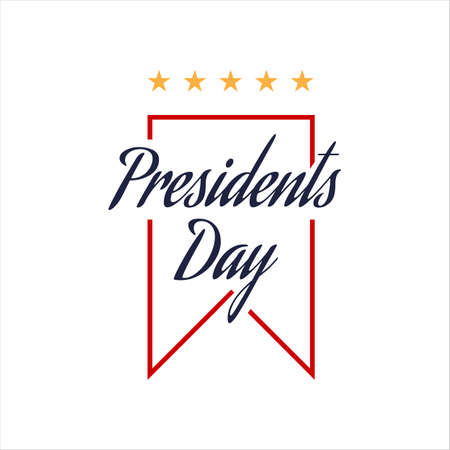 Happy Presidents Day text lettering for Presidents day in USA vector illustration graphic design. US President celebration calligraphic hand drawn design for print greetings card, sale, poster, banner, web banner.のイラスト素材
