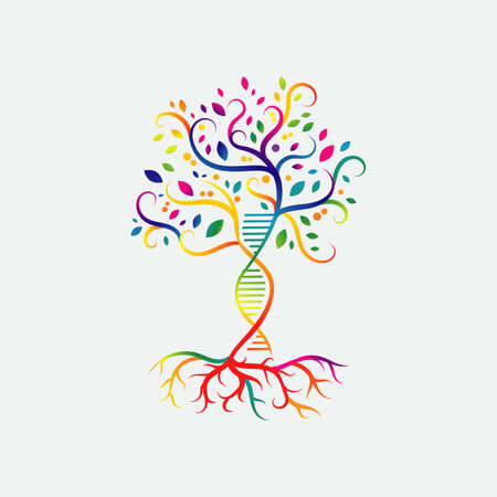 helix dna tree logo design vector icon. simple sign nature DNA strand iconのイラスト素材