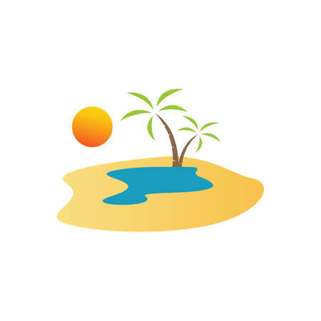 oasis logo design vector illustration. Water in the middle of the desert conceptのイラスト素材