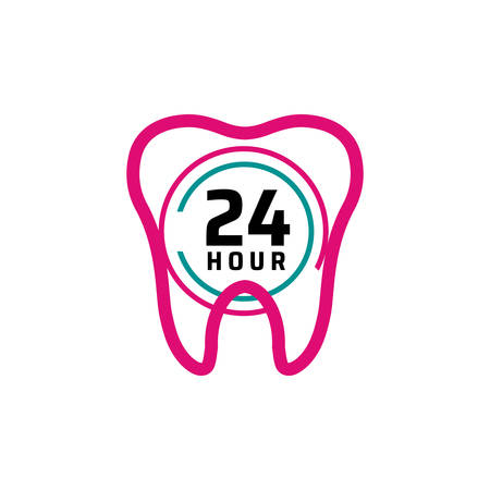 24 hour dental care service vector icon. day/night services button symbol. illustration of 24/7 signのイラスト素材