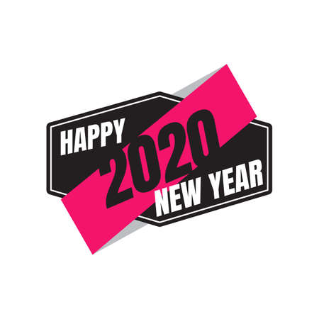 Happy New Year 2020 vintage emblem. Illustration of New Year Eve 2020. 
pop style celebrations Creative Design Concept Image.のイラスト素材