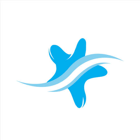 star fish and ocean water blue sea logo design vector illustrationsのイラスト素材