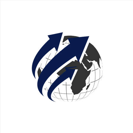 spinning arrow and globe logo design vector illustrationsのイラスト素材
