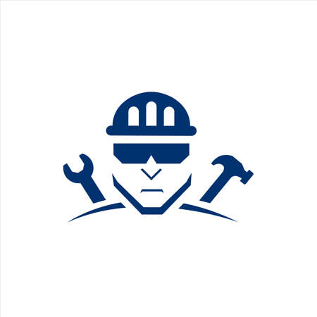 super handyman logo vector design people with tools concept inspirationのイラスト素材