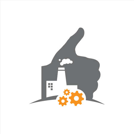 thumbs up for good factory logo design sign symbol vector illustrationのイラスト素材