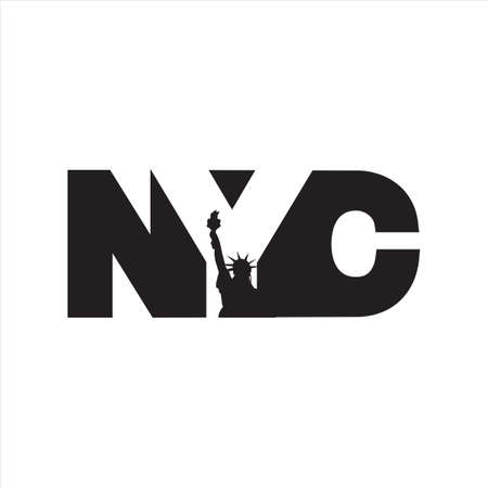 New York City abbreviation NYC lettering a modern city symbol liberty statue graphic elementのイラスト素材