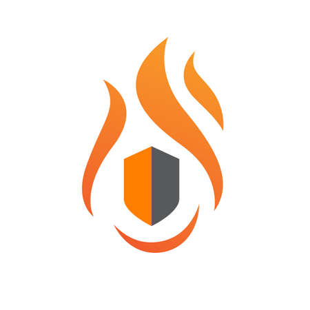 shield and fire protection concept custom firefighter logo vector design symbolのイラスト素材