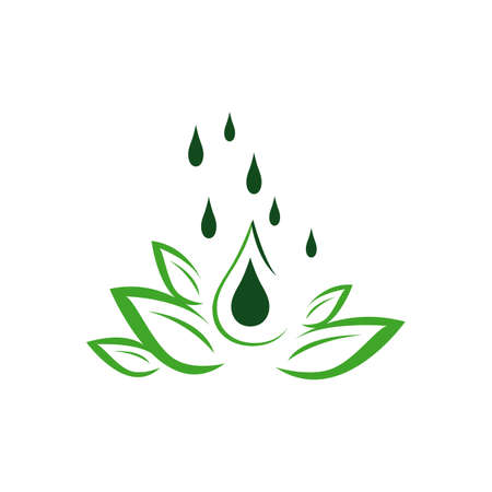 natural herb oil logo design with growing plant and oil drop symbol vector illustrationのイラスト素材