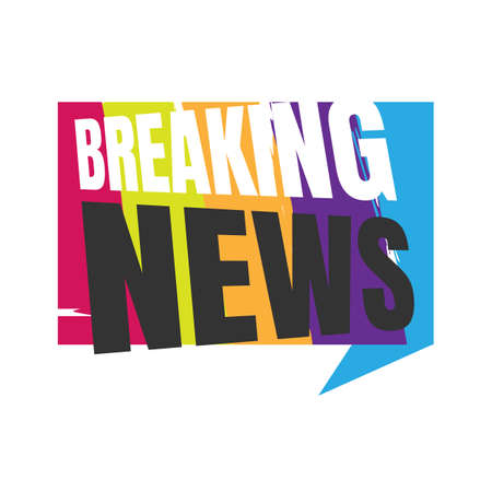 Breaking news logo icon for News Entertaining show sign banner vector illustration on colorful grunge texture rough backgroundのイラスト素材