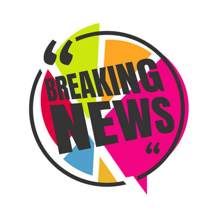 Breaking news logo icon for News Entertaining show sign banner vector illustration on circle shape style backgroundのイラスト素材