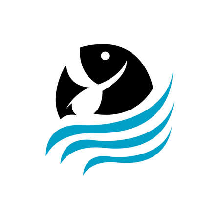 simple flat symbol of swimming fishのイラスト素材