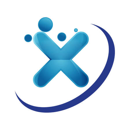 newest concept letter X logo concept with blue orange element icon and templateのイラスト素材