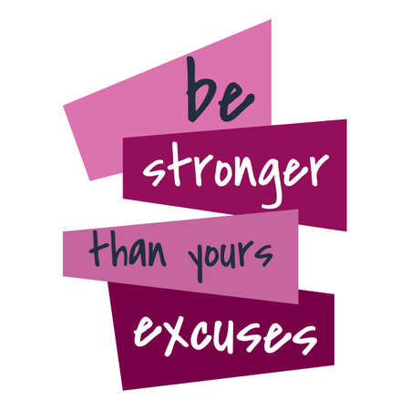 new custom creative inspiring positive quotes. be stronger than yours excuses. motivation quote vector typography banner design concept on blue square shape block backgroundのイラスト素材
