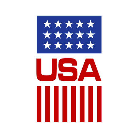 patriotic American badges Red and blue Stars and Stripes USA badge Independence day emblem and labels with flagのイラスト素材