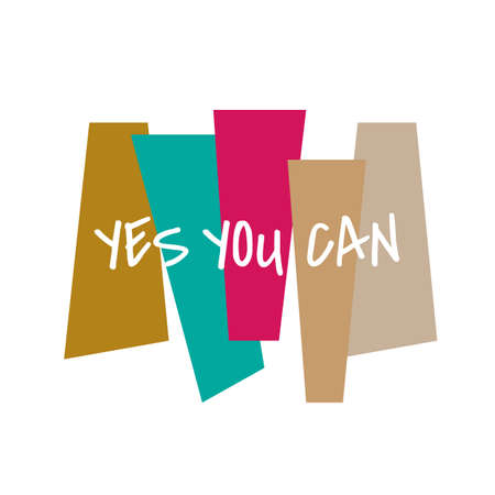 new custom creative inspiring positive quotes. YES YOU CAN. motivation quote vector typography banner design concept on square shape block background vector typography illustration stockのイラスト素材