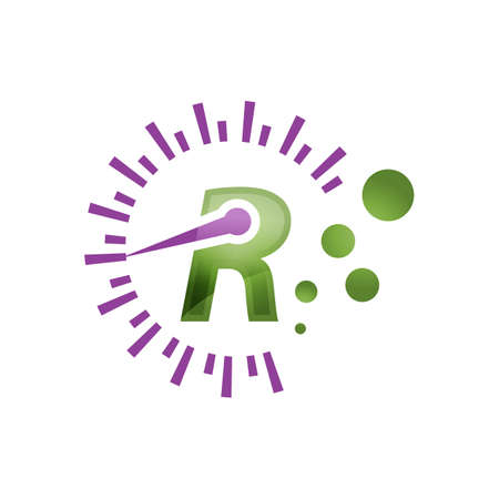 combination circle R initial Letter design modern tech symbol icon vector graphic concept illustrationsのイラスト素材
