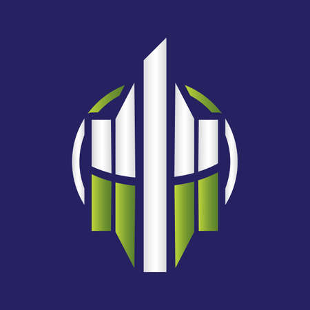Abstract shield and building security icon symbol of security protection maintenance companyのイラスト素材