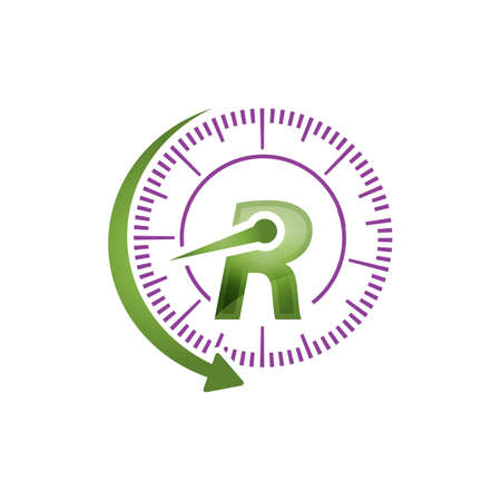 combination circle R initial Letter design modern tech symbol icon vector graphic concept illustrationsのイラスト素材