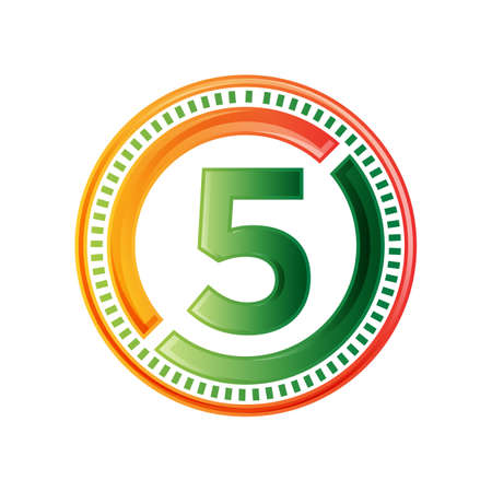 Green Orange Circle Rounds Styles Abstract 5 five   Vector Graphic Design for symbol sign element