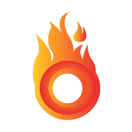 stylish textured ring O fire flames   vector icons illustrations in white backgroundのイラスト素材