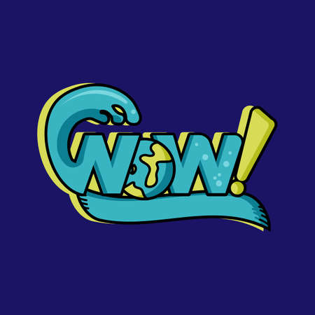 Good Stylish pop wow Lettering Typography logo design vector illustrationのイラスト素材