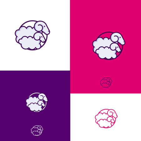 creative lamb sheep logo design vector illustration isolated on white backgroundのイラスト素材