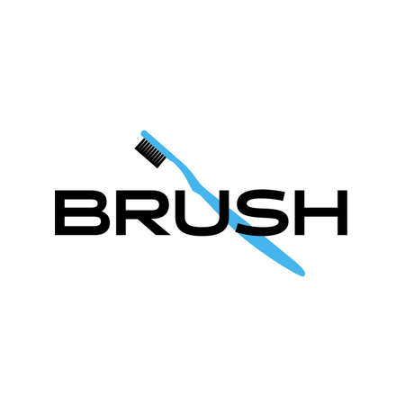 simple wording Toothbrush Lettering Typography logo design vector illustrationのイラスト素材