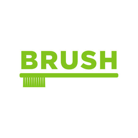 simple wording Toothbrush Lettering Typography logo design vector illustrationのイラスト素材