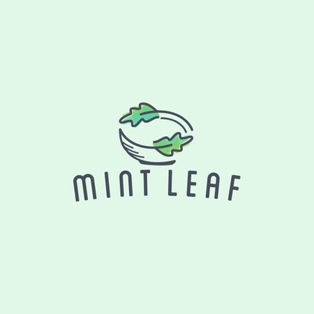 natural environmentaly set of nature simple eco friendly circle green mint leaf logo vector elementsのイラスト素材