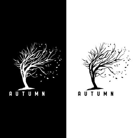autumn season symbol falling leaf of tree logo vector graphics elementsのイラスト素材