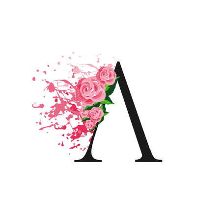 simply beauty initial A rose letter logo vector illustration for wedding spa salon etcのイラスト素材