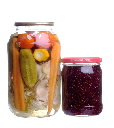 Home canning. Vegetable halophyte and jam for winterの写真素材