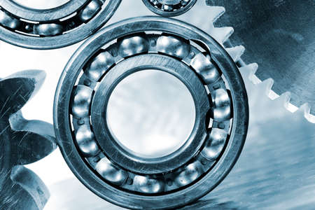 industrial titanium ball-bearings for aerospace industry, close-upsの写真素材