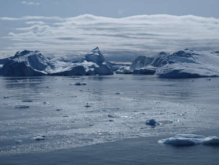Icebergs south of Ilulissat, Greenland.