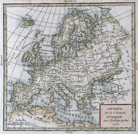 1750 hand colored map , by Vaugondy.    のeditorial素材