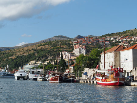 Dubrovnik,  Croatia, august 2013, yachts and boats in  Gruz harborのeditorial素材