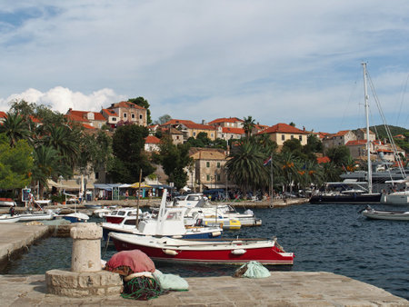 Cavtat, Croatia, august 2013, boats in the old harborのeditorial素材