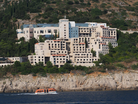 Dubrovnik, august 2013, the ruins of the Hotel Belvedere, Croatiaのeditorial素材