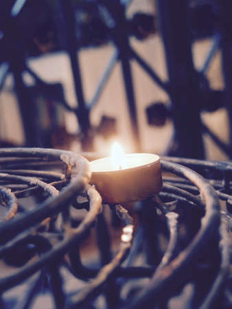 Candles in Notre Dame Cathedral, Parisの写真素材