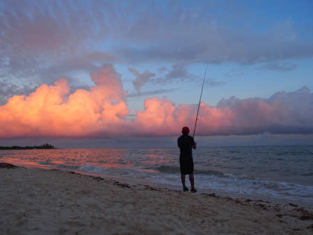 Beach Sunset, Playa Del Carmen, Mexicoの写真素材