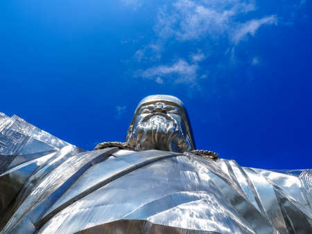 Genghis Khan Statue Complex in Terelj National Park, Mongolia is a 40 m high statue of Genghis Khan on horseback. The statue points towards his birthplace.のeditorial素材