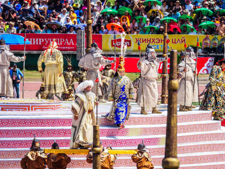 Opening Ceremony Naadam Festival at National Sports Stadium in Ulaanbaatar, Mongolia.の写真素材